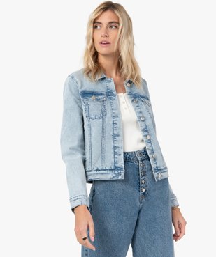 Veste en jean femme coupe droite vue2 - GEMO(FEMME PAP) - GEMO