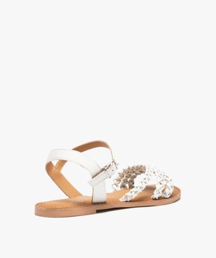 Sandales femme à talon plat et brides tressées en cuir vue4 - GEMO (CASUAL) - GEMO