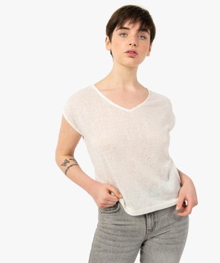 Tee-shirt femme sans manches en maille à motifs brillants vue1 - GEMO(FEMME PAP) - GEMO