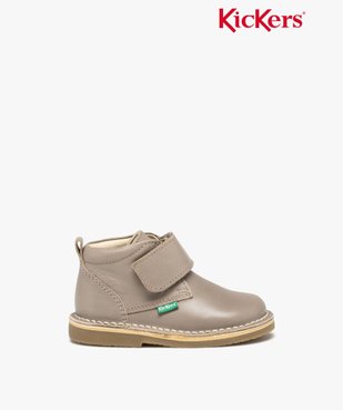 Bottes bébé fille en cuir uni à scratch - Kickers vue1 - KICKERS - GEMO