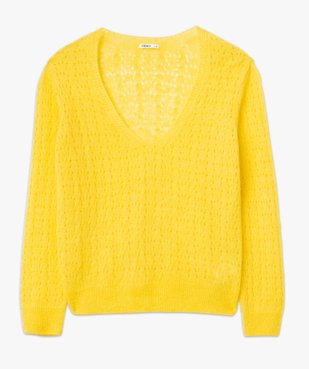 Pull léger à col V en maille ajourée femme vue4 - GEMO(FEMME PAP) - GEMO