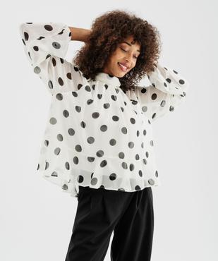 Blouse à pois en voile avec lien dans le dos femme vue2 - GEMO(FEMME PAP) - GEMO