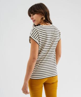 Tee-shirt rayé à manches ultra courtes femme vue4 - GEMO 4G FEMME - GEMO