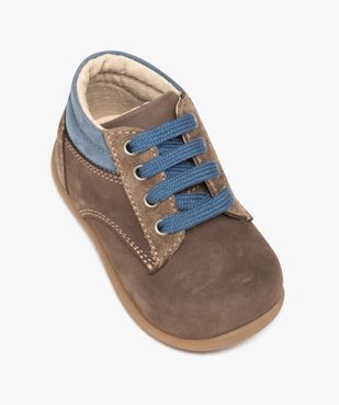 Chaussures premiers pas bébé garçon bicolores en cuir suédé vue5 - PREMIER PRIX BY GEMO - GEMO