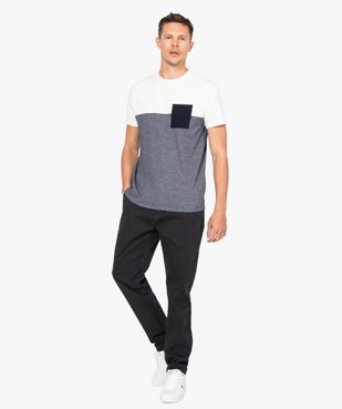 Tee-shirt homme à manches courtes bicolore uni/rayé vue5 - GEMO (HOMME) - GEMO