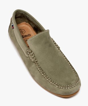 Mocassins homme unis dessus en cuir suédé à semelle crantée vue6 - GEMO (CASUAL) - GEMO