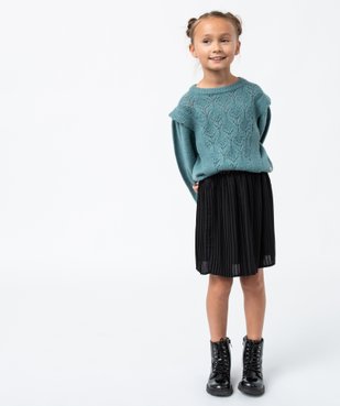 Pull fille avec volants et maille fantaisie sur l’avant - LuluCastagnette vue5 - LULUCASTAGNETTE - GEMO