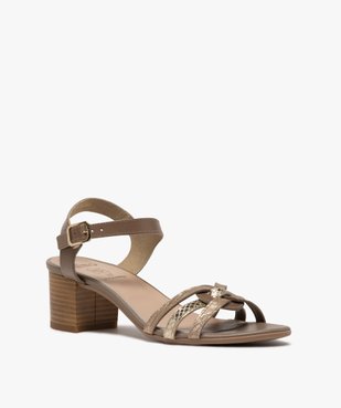 Sandales femme à talon carré et brides métallisées vue2 - Nikesneakers(URBAIN) - Nikesneakers
