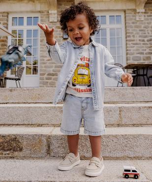 Short en jean avec taille ajustable bébé garçon vue1 - GEMO(BEBE DEBT) - GEMO