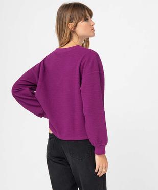 Sweat femme en maille gaufrée avec col en V vue3 - GEMO(FEMME PAP) - GEMO