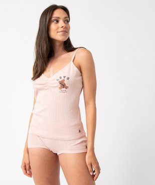 Short de pyjama femme en maille pointelle - LuluCastagnette vue5 - LULUCASTAGNETTE - GEMO