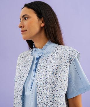Veste sans manches ouverte fleurie femme vue2 - GEMO(FEMME PAP) - GEMO