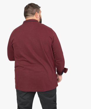 Polo homme à manches longues avec liserés contrastants vue3 - GEMO (G TAILLE) - GEMO