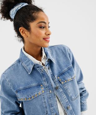 Veste en jean forme chemise avec clous femme vue2 - GEMO(FEMME PAP) - GEMO
