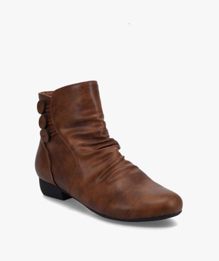 Bottines femme unies à talon plat et dessus drapé vue2 - GEMO (CONFORT) - GEMO