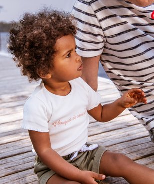 Tee-shirt bébé fille en maille côtelée vue4 - GEMO C4G BEBE - GEMO