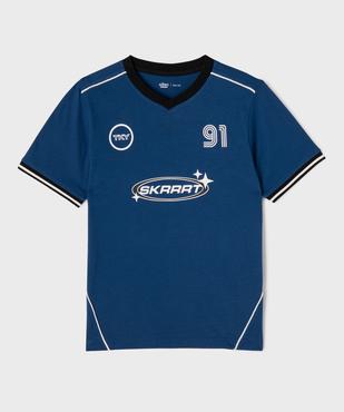 Tee-shirt manches courtes à col V garçon vue1 - GEMO (JUNIOR) - GEMO