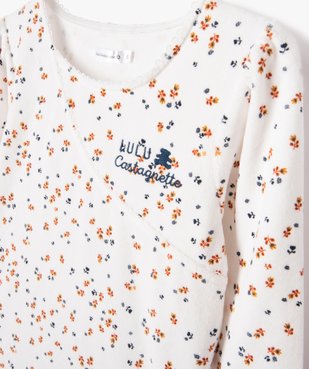 Pyjama en velours à motifs fleuris fille - LuluCastagnette vue3 - LULUCASTAGNETTE - GEMO