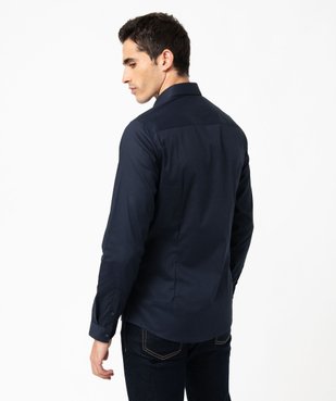 Chemise homme unie coupe slim en coton stretch vue3 - GEMO 4G HOMME - GEMO