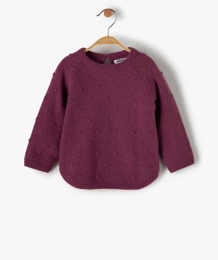 Pull bébé fille en maille fantaisie façon plumetis vue1 - GEMO(BEBE DEBT) - GEMO
