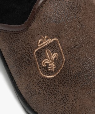 Chaussons mules dessus cuir imitation avec fleur de lys homme vue6 - G'FLEX - GEMO