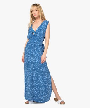 Robe de plage femme imprimée longue et échancrée vue1 - GEMO (PLAGE) - GEMO