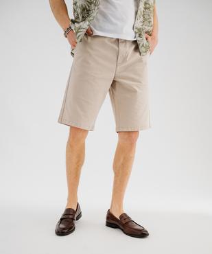 Bermuda en coton extensible coupe Regular avec ceinture tressée homme vue1 - GEMO (HOMME) - GEMO
