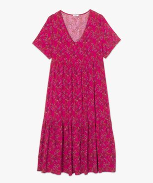 Robe femme longue à col V à motifs fleuris vue4 - GEMO (G TAILLE) - GEMO
