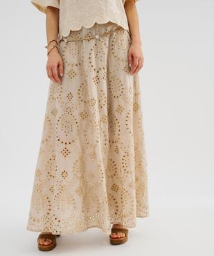 Jupe longue et ample en broderie anglaise femme vue2 - GEMO(FEMME PAP) - GEMO