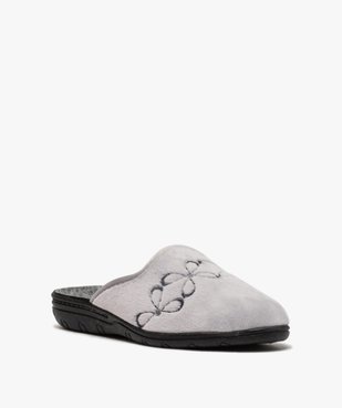Chaussons pour femme mules dessus velours brodé vue2 - GEMO(HOMWR FEM) - GEMO