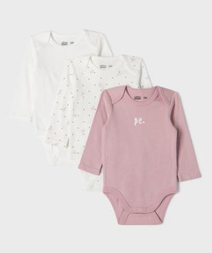 Body manches longues avec motifs noeuds bébé fille (lot de 3) vue1 - GEMO 4G BEBE - GEMO