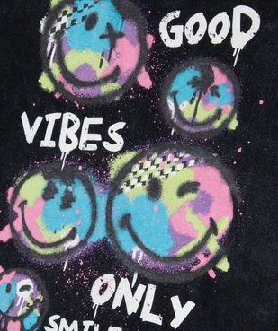 Tee-shirt manches courtes avec motifs Smiley fille - Smiley World vue2 - SMILEY WORLD - GEMO