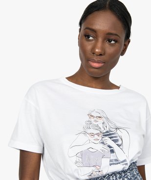 Tee-shirt femme avec motif mère fille et strass vue2 - GEMO(FEMME PAP) - GEMO