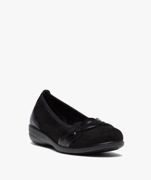 Ballerines femme confort en suédine avec bride tressée vue2 - GEMO 4G FEMME - GEMO