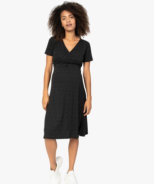 Robe de grossesse imprimée avec col cache cœur vue1 - GEMO (MATER) - GEMO