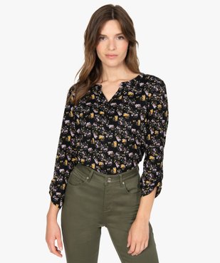 Tee-shirt femme à manches longues avec col fantaisie et boutons vue1 - GEMO(FEMME PAP) - GEMO