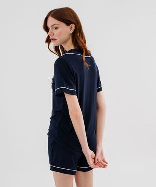 Pyjashort fluide avec haut chemise femme vue3 - GEMO 4G FEMME - GEMO