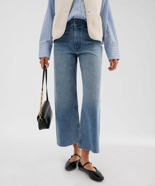 Jean wide leg cropped en denim délavé femme vue1 - GEMO 4G FEMME - GEMO