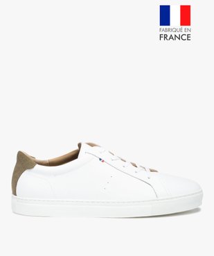 Baskets homme unies dessus et intérieur cuir – Tanéo vue1 - TANEO - GEMO