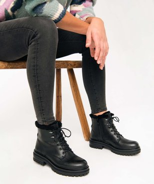 Boots femme unies style rock à semelle crantée  vue1 - GEMO (CASUAL) - GEMO