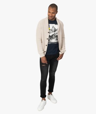 Gilet homme avec grand col en maille côtelée vue5 - GEMO (HOMME) - GEMO