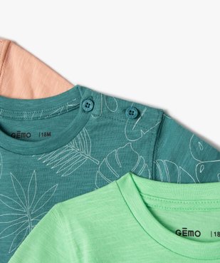 Tee-shirt bébé garçon à manches courtes imprimé jungle (lot de 3). vue2 - GEMO(BEBE DEBT) - GEMO