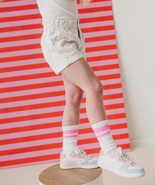 Short en toile de coton imprimée avec taille paperbag fille vue9 - GEMO (ENFANT) - GEMO