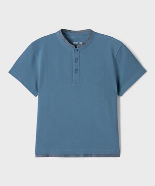 Tee-shirt à manches courtes col tunisien en maille piquée garçon vue1 - GEMO 4G GARCON - GEMO