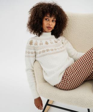 Pull jacquard pailleté et duveteux spécial Noël vue3 - GEMO(FEMME PAP) - GEMO