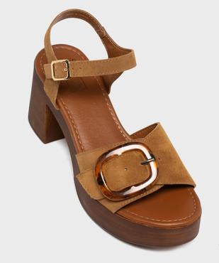 Sandales à talon en cuir suédé femme vue6 - TANEO - GEMO