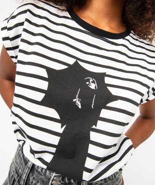 Tee-shirt à manches courtes rayé femme - Wednesday vue2 - WEDNESDAY - GEMO