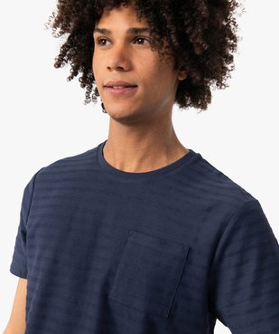 Tee-shirt homme en maille texturée aspect rayée vue5 - GEMO (HOMME) - GEMO
