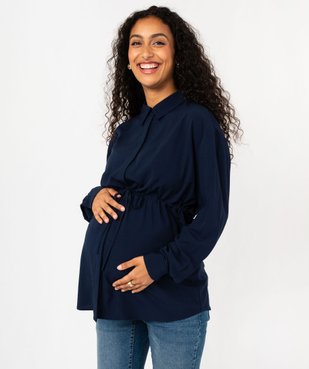 Chemise de grossesse unie avec liens à nouer vue1 - GEMO 4G MATERN - GEMO