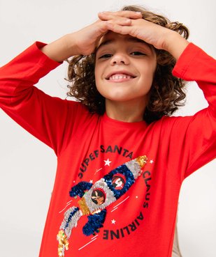 Tee-shirt de Noël garçon imprimé à sequins réversibles vue1 - GEMO (ENFANT) - GEMO